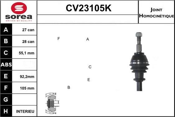 EAI CV23105K - Шарнір, ШРУС, приводний вал autozip.com.ua