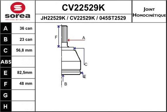 EAI CV22529K - Шарнірний комплект, ШРУС, приводний вал autozip.com.ua