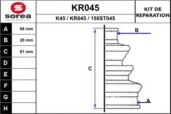 EAI KR045 - Пильник, приводний вал autozip.com.ua