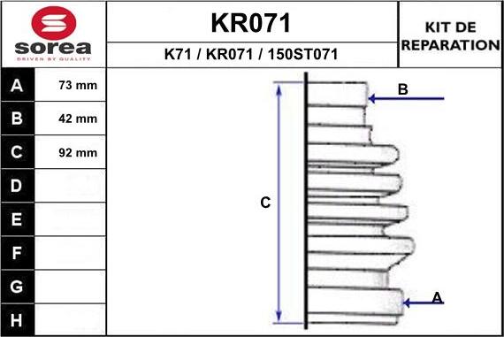 EAI KR071 - Пильник, приводний вал autozip.com.ua