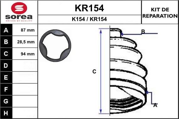 EAI KR154 - Пильник, приводний вал autozip.com.ua