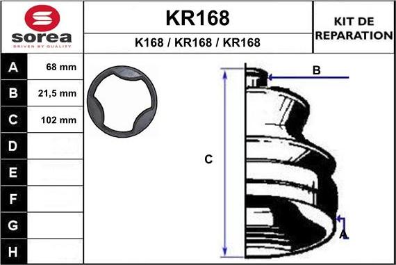 EAI KR168 - Пильник, приводний вал autozip.com.ua