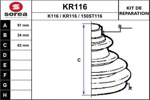 EAI KR116 - Пильник, приводний вал autozip.com.ua