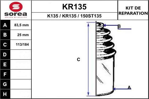 EAI KR135 - Пильник, приводний вал autozip.com.ua