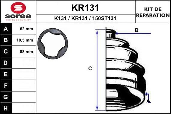 EAI KR131 - Пильник, приводний вал autozip.com.ua