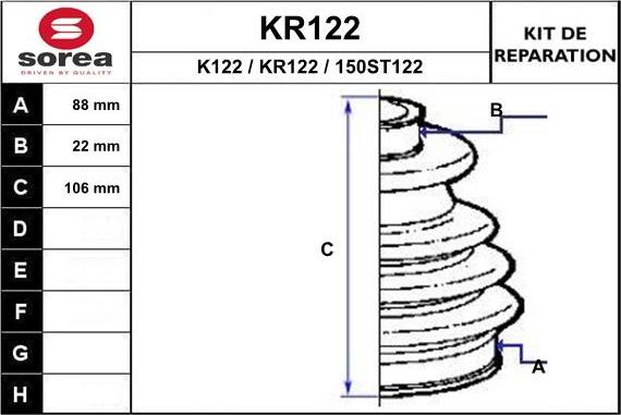 EAI KR122 - Пильник, приводний вал autozip.com.ua