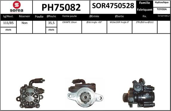EAI PH75082 - Гідравлічний насос, рульове управління, ГУР autozip.com.ua