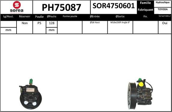 EAI PH75087 - Гідравлічний насос, рульове управління, ГУР autozip.com.ua
