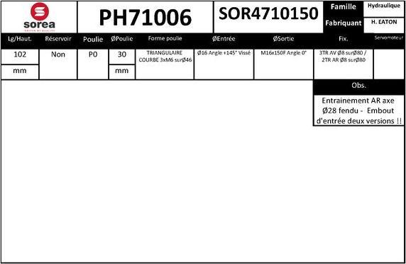 EAI PH71006 - Гідравлічний насос, рульове управління, ГУР autozip.com.ua