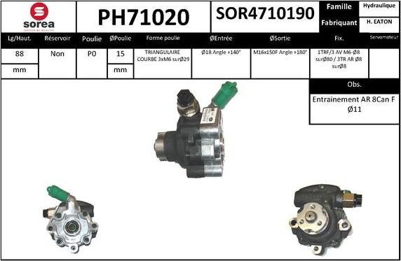 EAI PH71020 - Гідравлічний насос, рульове управління, ГУР autozip.com.ua