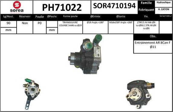 EAI PH71022 - Гідравлічний насос, рульове управління, ГУР autozip.com.ua