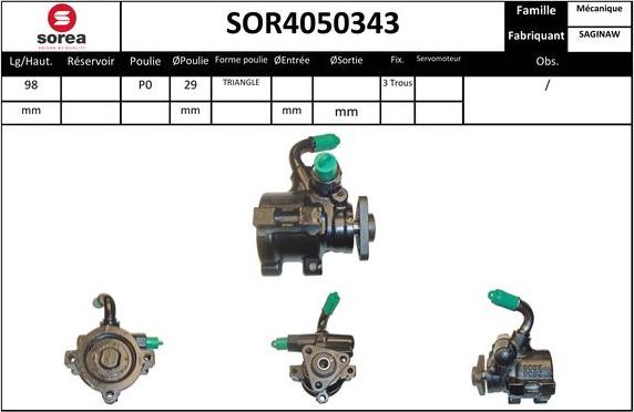 EAI SOR4050343 - Гідравлічний насос, рульове управління, ГУР autozip.com.ua