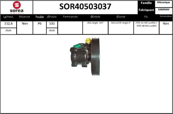 EAI SOR40503037 - Гідравлічний насос, рульове управління, ГУР autozip.com.ua