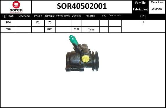 EAI SOR40502001 - Гідравлічний насос, рульове управління, ГУР autozip.com.ua