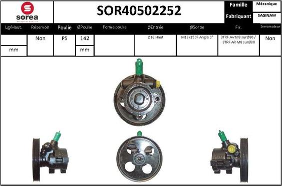 EAI SOR40502252 - Гідравлічний насос, рульове управління, ГУР autozip.com.ua