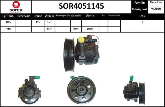 EAI SOR4051145 - Гідравлічний насос, рульове управління, ГУР autozip.com.ua