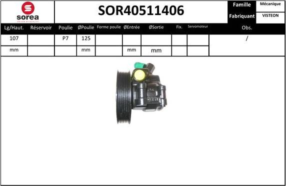 EAI SOR40511406 - Гідравлічний насос, рульове управління, ГУР autozip.com.ua