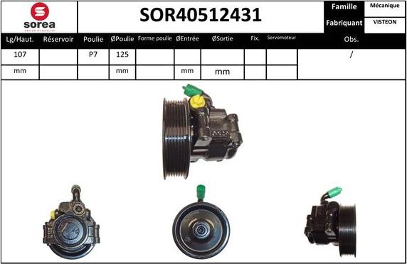 EAI SOR40512431 - Гідравлічний насос, рульове управління, ГУР autozip.com.ua