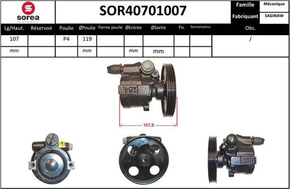 EAI SOR40701007 - Гідравлічний насос, рульове управління, ГУР autozip.com.ua