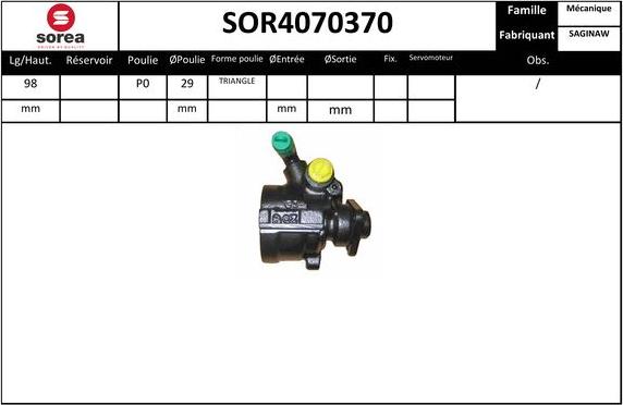 EAI SOR4070370 - Гідравлічний насос, рульове управління, ГУР autozip.com.ua