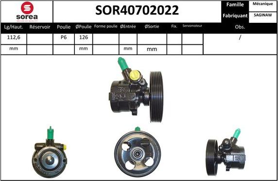 EAI SOR40702022 - Гідравлічний насос, рульове управління, ГУР autozip.com.ua