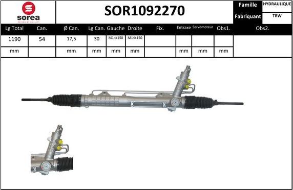 EAI SOR1092270 - Рульовий механізм, рейка autozip.com.ua
