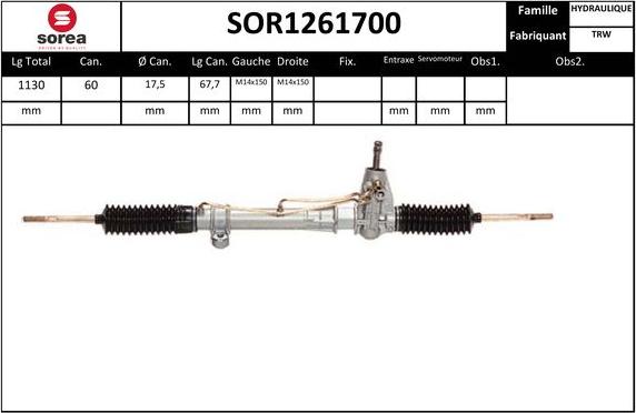 EAI SOR1261700 - Рульовий механізм, рейка autozip.com.ua
