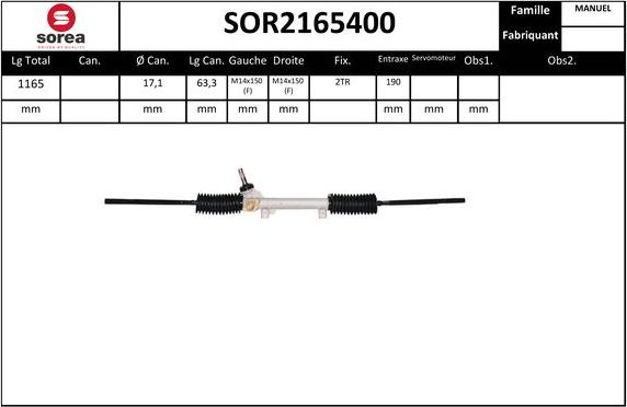 EAI SOR2165400 - Рульовий механізм, рейка autozip.com.ua