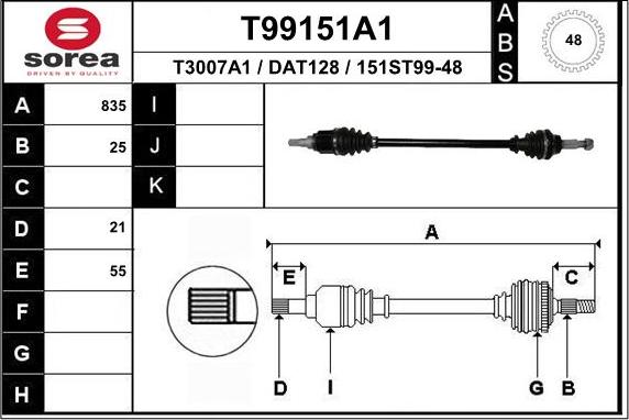 EAI T99151A1 - Приводний вал autozip.com.ua