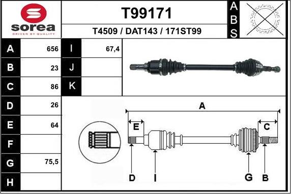 EAI T99171 - Приводний вал autozip.com.ua