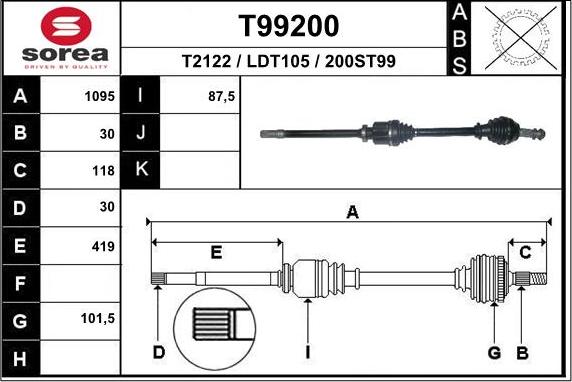 EAI T99200 - Приводний вал autozip.com.ua