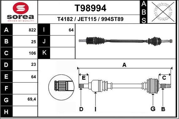 EAI T98994 - Приводний вал autozip.com.ua