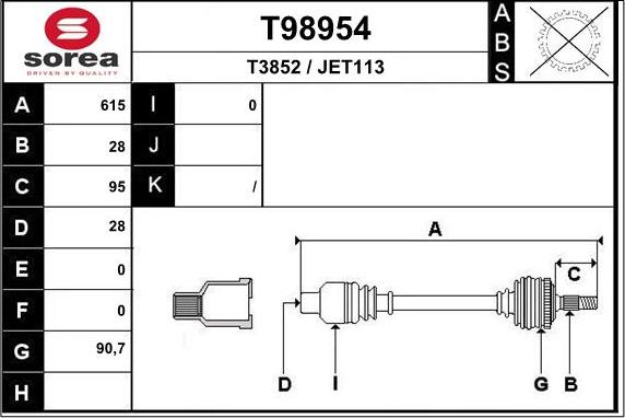 EAI T98954 - Приводний вал autozip.com.ua