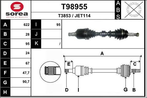 EAI T98955 - Приводний вал autozip.com.ua