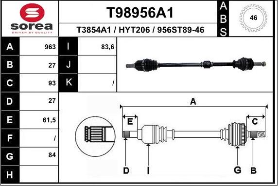EAI T98956A1 - Приводний вал autozip.com.ua