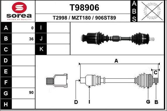 EAI T98906 - Приводний вал autozip.com.ua