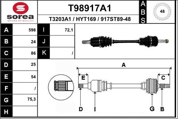 EAI T98917A1 - Приводний вал autozip.com.ua