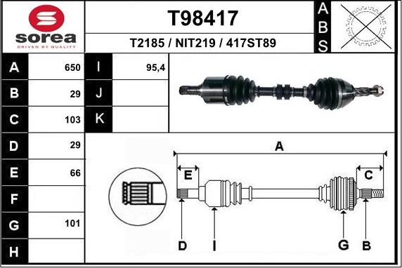 EAI T98417 - Приводний вал autozip.com.ua