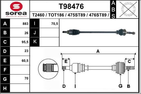 EAI T98476 - Приводний вал autozip.com.ua