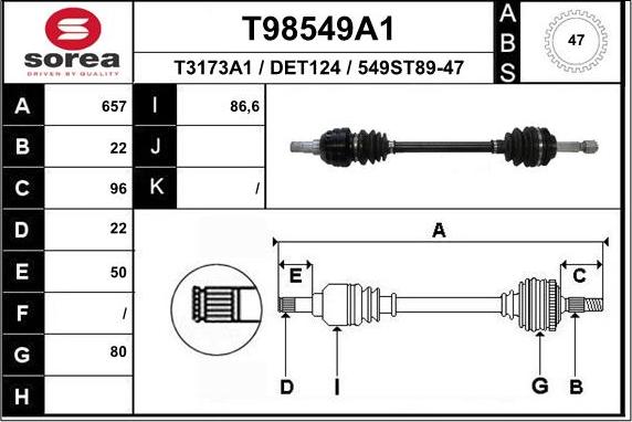 EAI T98549A1 - Приводний вал autozip.com.ua