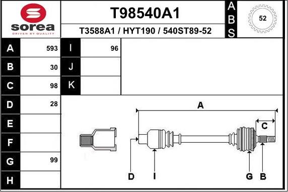 EAI T98540A1 - Приводний вал autozip.com.ua