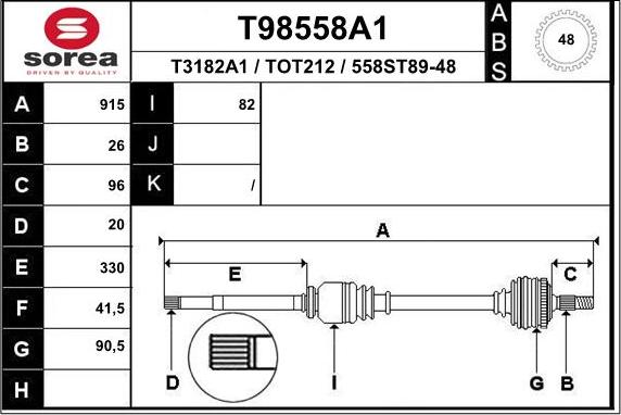 EAI T98558A1 - Приводний вал autozip.com.ua