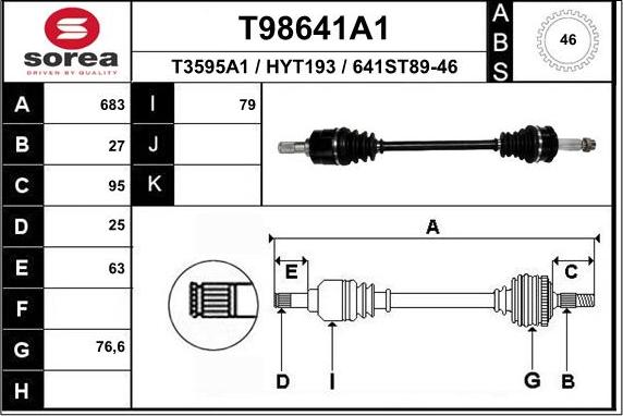 EAI T98641A1 - Приводний вал autozip.com.ua