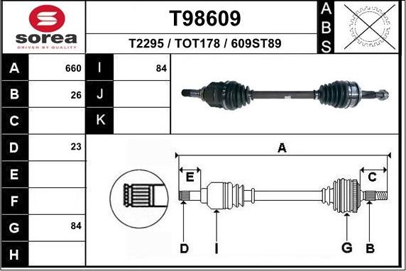 EAI T98609 - Приводний вал autozip.com.ua