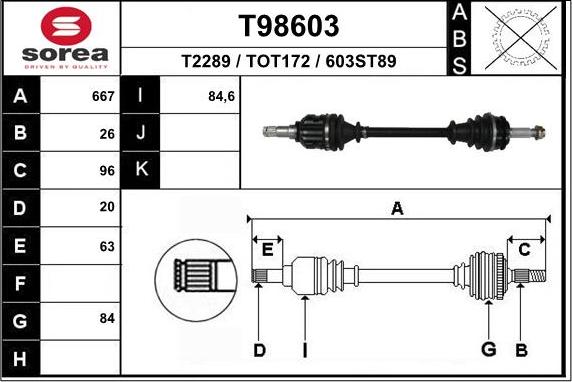 EAI T98603 - Приводний вал autozip.com.ua