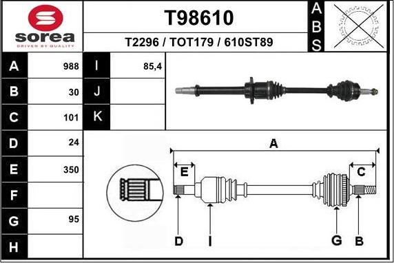 EAI T98610 - Приводний вал autozip.com.ua
