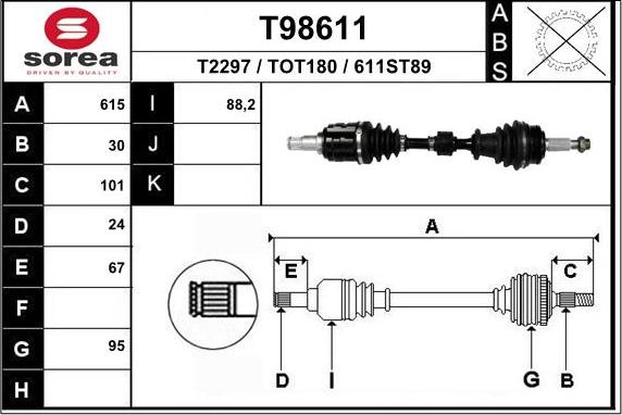 EAI T98611 - Приводний вал autozip.com.ua