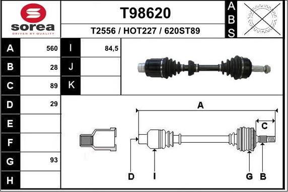 EAI T98620 - Приводний вал autozip.com.ua