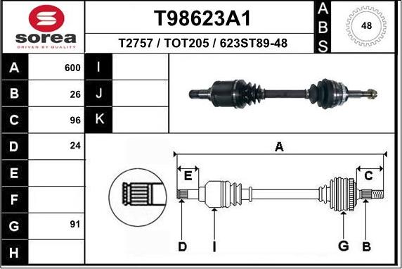 EAI T98623A1 - Приводний вал autozip.com.ua