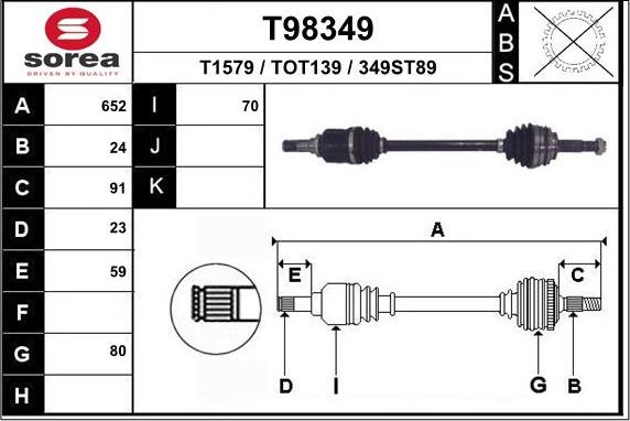 EAI T98349 - Приводний вал autozip.com.ua